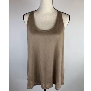 ALEXIS 100% Linen Tan Tank Top with Raffia Back